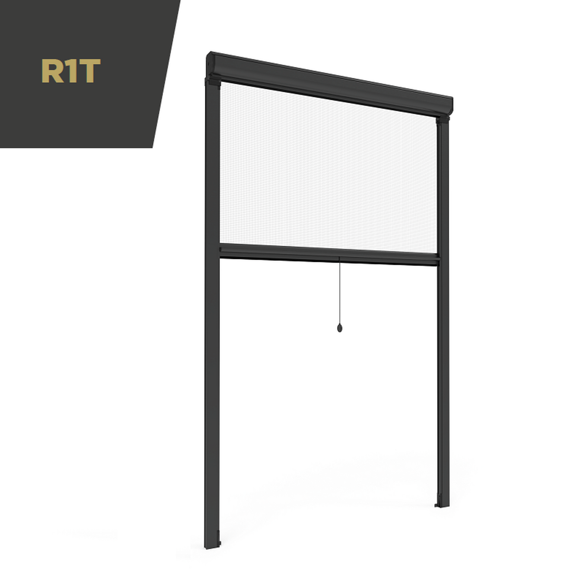 R1T Mosquitera vertical retráctil de muelle para ventanas con guía telescópica