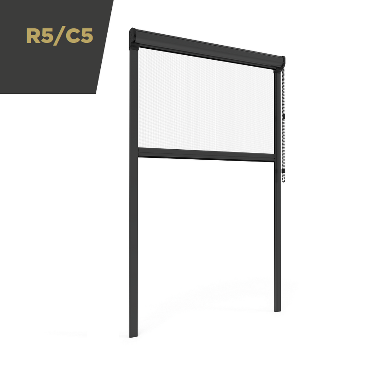 R5/C5 Mosquitera vertical enrollable de cadena para ventana o puerta de patio con guías telescópicas