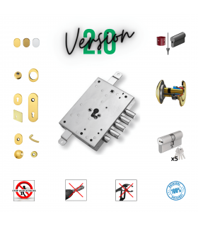 Kit serratura completo porta blindata a cilindro europeo per Atra Dierre 4 perni