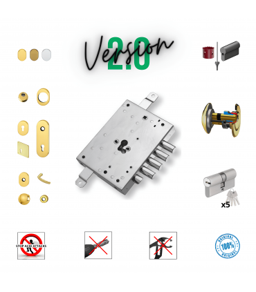 Complete lock kit European cylinder security door for Atra Dierre 4 pins