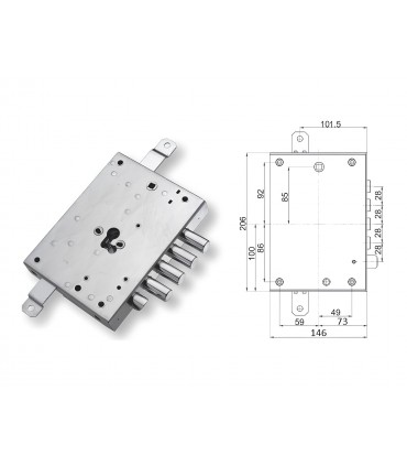 Complete lock kit European cylinder security door for Atra Dierre 4 pins