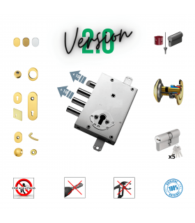 Complete lock kit European cylinder security door for Cisa 3 extended pins