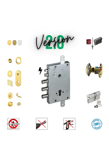 Kit complet de serrure Porte de sécurité à cylindre européen pour serrure électrique Cisa à 3 goupilles
