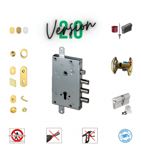 Kit serratura completo porta blindata a cilindro europeo per Cisa 3 perni interasse 37