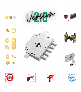 Kit completo de cerradura para puerta de seguridad con cilindro europeo sólo para eje Cr 2251/28