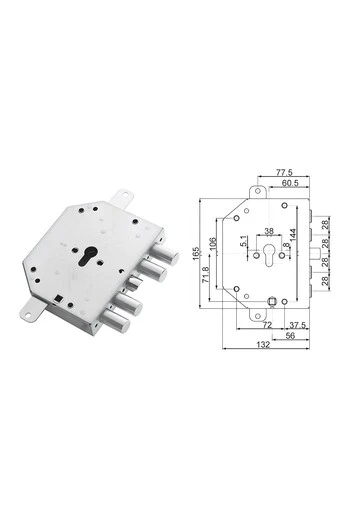 Kit completo de cerradura para puerta de seguridad con cilindro europeo para Cr 2251/28