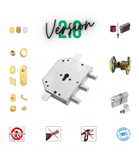 Kit completo de cerradura para puerta blindada con cilindro europeo sólo para eje Cr 2251/56 Torterolo