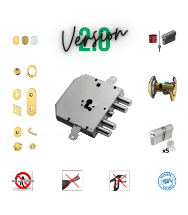 Kit serratura completo porta blindata a cilindro europeo per Tesio 27 Decentrata