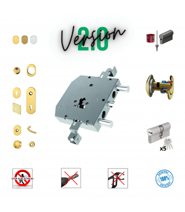 Kit complet de serrure porte de sécurité à cylindre européen pour Tesio 54 Centrata