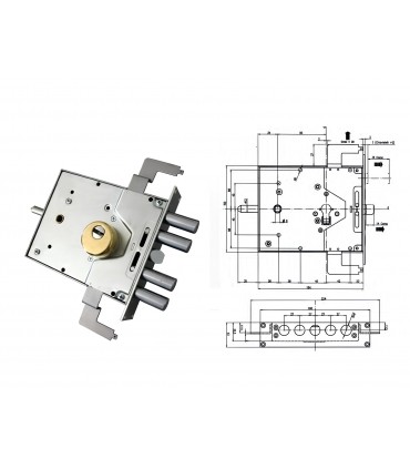 Complete lock kit European cylinder security door for Potent 1900