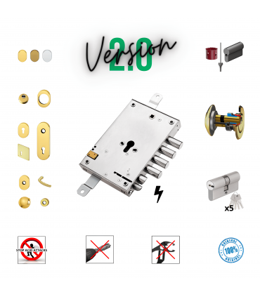 Kit serratura completo porta blindata a cilindro europeo per Mottura Securemme 4 perni elettrica