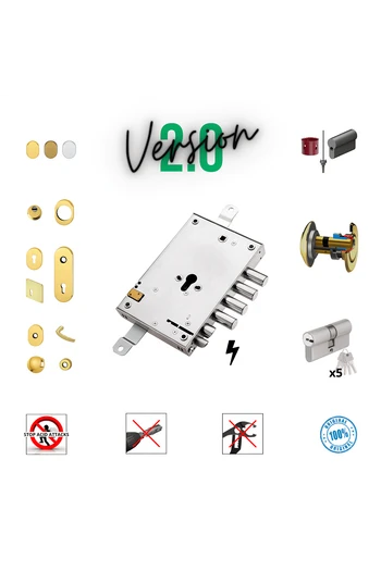 Kit serratura completo porta blindata a cilindro europeo per Mottura Securemme 4 perni elettrica