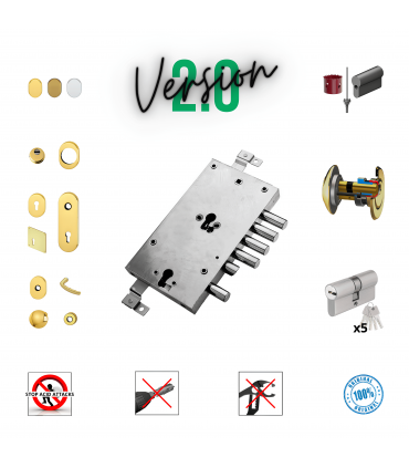 Kit complet de serrure porte de sécurité à cylindre européen pour Atra Dierre double cylindre compatible 4+1