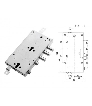 Complete lock kit European cylinder security door for Dibi double cylinder