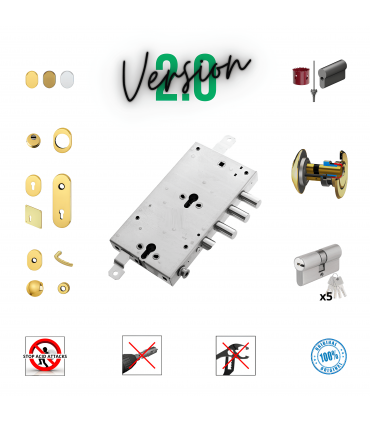Kit serratura completo porta blindata a cilindro europeo per Dibi doppio cilindro