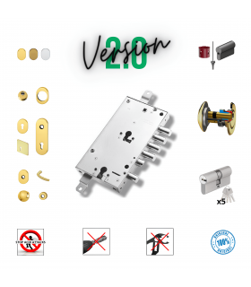 Complete lock kit European cylinder security door for Mottura Securemme 4 pins double cylinder