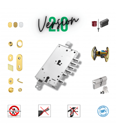 Kit serratura completo porta blindata a cilindro europeo per Mottura Securemme 4 perni doppio cilindro