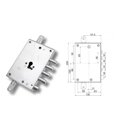 Kit serratura completo porta blindata a cilindro europeo per Dibi