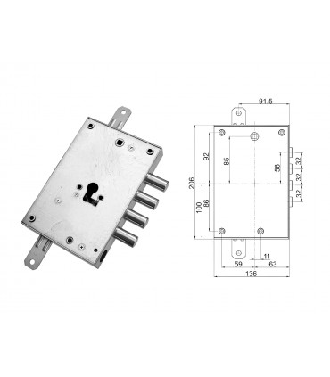 Kit complet de serrure pour porte blindée à cylindre européen pour Dibi à simple effet