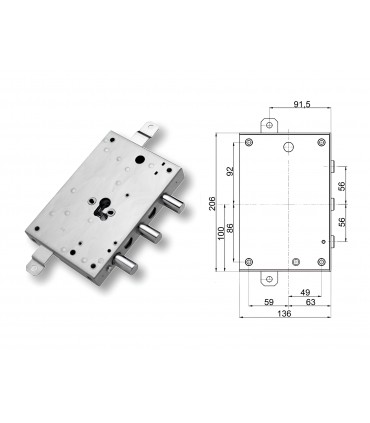 Kit complet de serrure pour porte blindée à cylindre européen pour broche Mottura Dierre Torterolo uniquement
