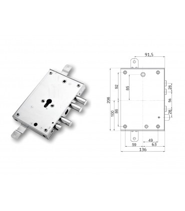 Kit serratura completo porta blindata a cilindro europeo per Isall