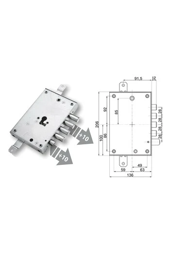 Komplettes Schlosskit Europäischer Zylinder Sicherheitstür für Mora Neoblind Pan Meba