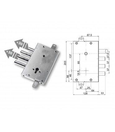Kit serratura completo porta blindata a cilindro europeo per Fbs 3 perni
