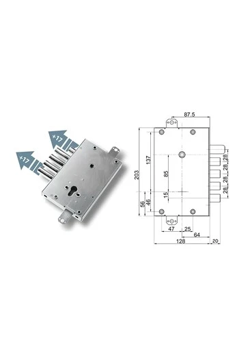 Kit complet de serrure pour porte blindée avec cylindre européen pour goupilles de sécurité rallongées