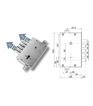 Kompletter Schlossbausatz für Panzertüren mit europäischem Zylinder für Masterpins erweitert