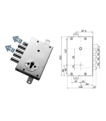 Kit serratura completo porta blindata a cilindro europeo per Meba Cisa