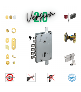 Kit serratura completo porta blindata a cilindro europeo per Master Cisa 4 perni elettrica