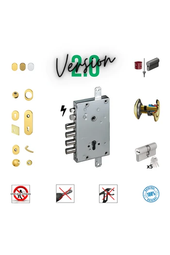 Kit complet de serrure Porte de sécurité à cylindre européen pour serrure électrique Master Cisa à 4 goupilles