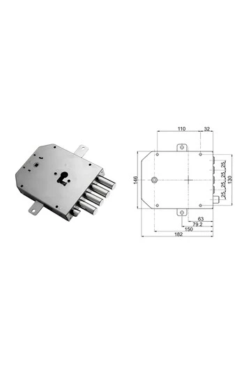 Kit complet de serrure pour porte blindée avec cylindre européen pour Mottura 4 goupilles 25 poignée latérale carrée