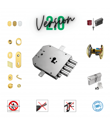 Kit serratura completo porta blindata a cilindro europeo per Mottura 4 perni 25 quadro maniglia laterale