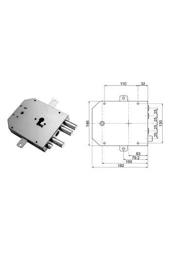 Kit complet de serrure pour porte de sécurité à cylindre européen pour Mottura 3 pin 25 poignée latérale carrée