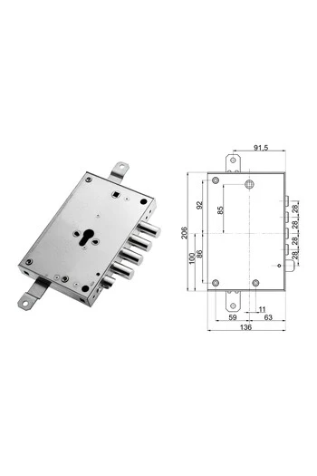 Kit completo de cerradura cilindro europeo puerta de seguridad para Mottura Effepi 4 pitones casquillos roscados