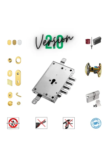 Kit serratura completo porta blindata a cilindro europeo per Mottura Effepi 4 perni boccole filettate