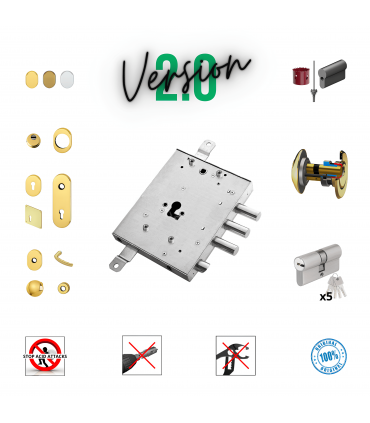 Complete European Cylinder Lock Door Lock Kit for Mottura Iseo Gardesa Threaded Bushings