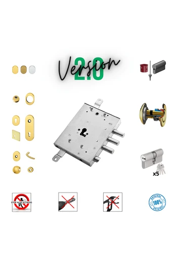 Kit completo de cerradura cilindro europeo puerta de seguridad para Mottura Iseo Gardesa Casquillos roscados