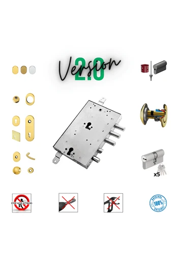 Kit completo de cerradura cilindro europeo puerta de seguridad para Mottura Gardesa 2 cilindros