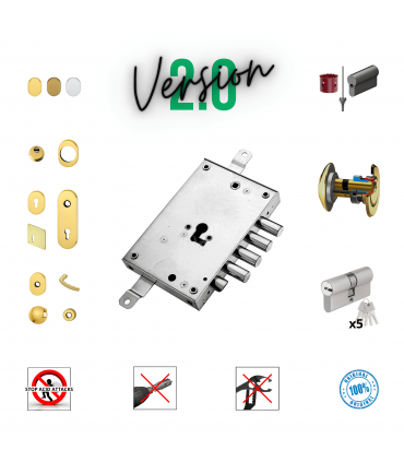 Komplettes Schloss-Set Sicherheitstür mit europäischem Zylinder für Mottura Dieffe 4 Stifte Achsabstand 25