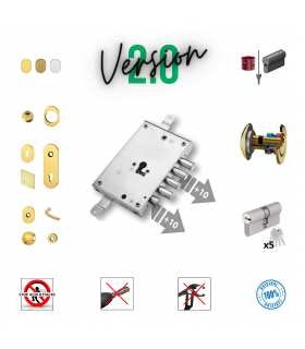 Kit serratura completo porta blindata a cilindro europeo per Mottura Dieffe 4 perni interasse 25 perni prolungati