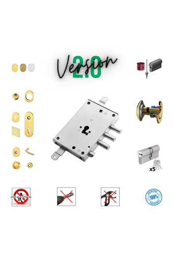 Kit serratura completo porta blindata a cilindro europeo per Gardesa perni prolungati