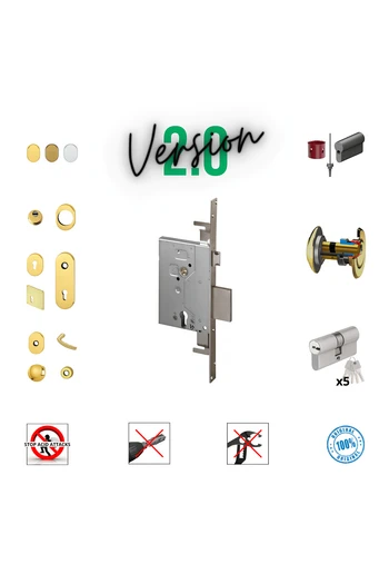 Kit serratura completo porta blindata a cilindro europeo per Cisa paletto rinforzato