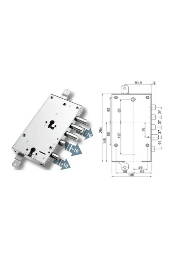 Kit serratura completo porta blindata a cilindro europeo per Allmet Dierre doppio cilindro