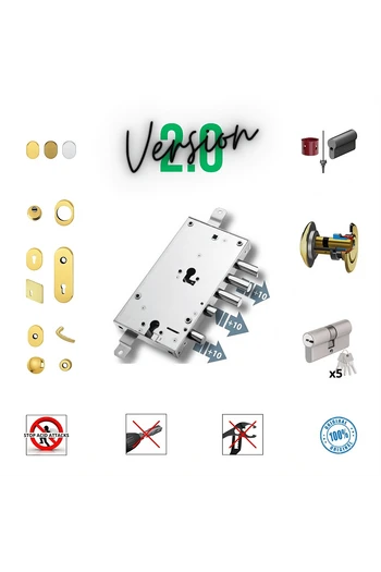 Kit serratura completo porta blindata a cilindro europeo per Allmet Dierre doppio cilindro