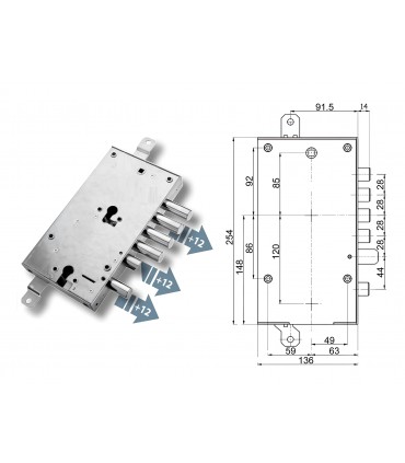Kit serratura completo porta blindata a cilindro europeo per Eurodoor doppio cilindro