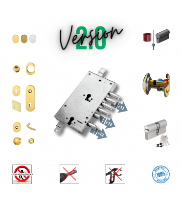 Kit serratura completo porta blindata a cilindro europeo per Eurodoor doppio cilindro