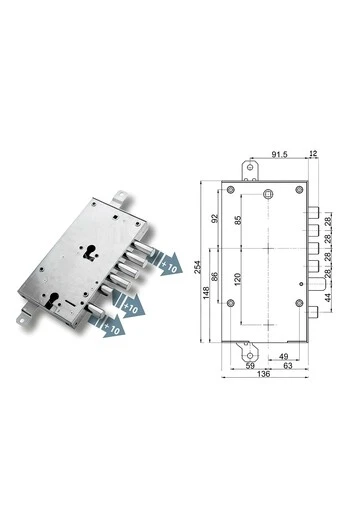Kit serratura completo porta blindata a cilindro europeo per PAN doppio cilindro
