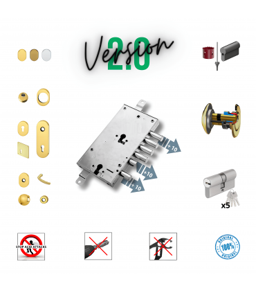 Kit complet de serrure pour porte de sécurité PAN à double cylindre